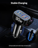 USB C Car Charger, 4-Port 90W Super Fast Car Phone Charger Accessories Dual 45W USB-C & USB-A Cargador Carro Adapter Cigarette Lighter for iPhone 16e 16 15 14 13 12, Samsung S25 S24, Tablet, Android