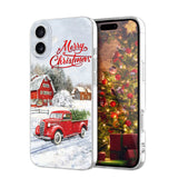 Newseego for iPhone 14 Christmas Case, Shockproof Anti-Yellow Hard PC + TPU Bumper Protective Cover Phone Case for Girls Children Cute Merry Case for iPhone 14-Red Car