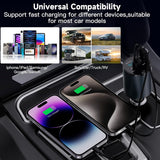 Retractable Car Charger, 4 in 1 Fast Car Phone Charger 60W for iPhone and USB C Car Charger, 2 Retractable Cables and 2 USB Charging Ports (USB C+Lightning Retractable Cords)