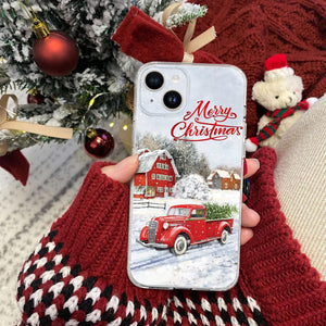 Newseego for iPhone 14 Christmas Case, Shockproof Anti-Yellow Hard PC + TPU Bumper Protective Cover Phone Case for Girls Children Cute Merry Case for iPhone 14-Red Car