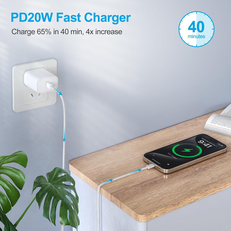 20-45W Super Fast Charging Wall Charger with 6FT Type C to C Cable