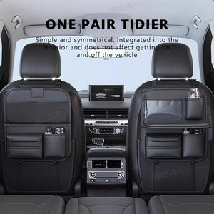 Pocket Car Organizer with Folding Table Tissue Anti Kick Pad Cup Holder