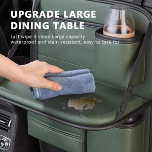 Pocket Car Organizer with Folding Table Tissue Anti Kick Pad Cup Holder