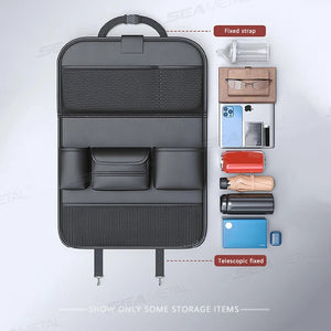 Pocket Car Organizer with Folding Table Tissue Anti Kick Pad Cup Holder