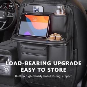 Pocket Car Organizer with Folding Table Tissue Anti Kick Pad Cup Holder