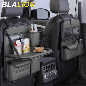 Pocket Car Organizer with Folding Table Tissue Anti Kick Pad Cup Holder