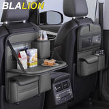 Pocket Car Organizer with Folding Table Tissue Anti Kick Pad Cup Holder